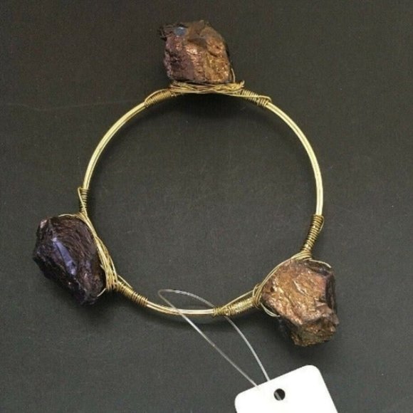 NEW!!! Purple Druzy Stone Gold-Tone Wired Cuff Bracelet w/Free Shipping!! - Picture 3 of 12